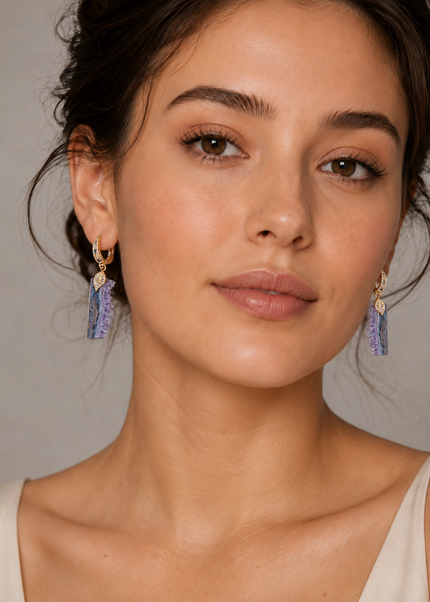Earrings with Wild Amethysts