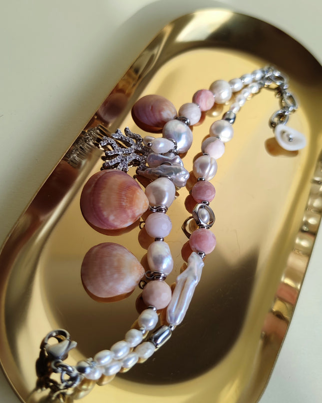 Perlas y ópalos rosas