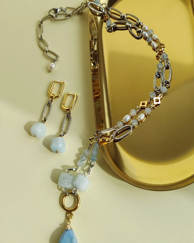 Pearls and aquamarines