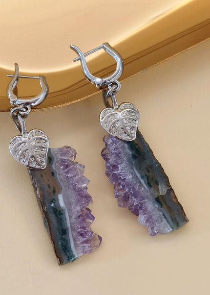 Earrings with Amethysts crystals