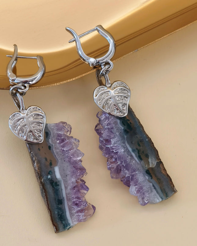 Earrings with Amethysts crystals