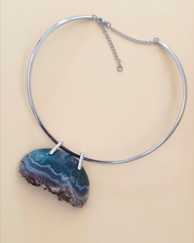 Wild Amethyst Pendant. Rhodium plating