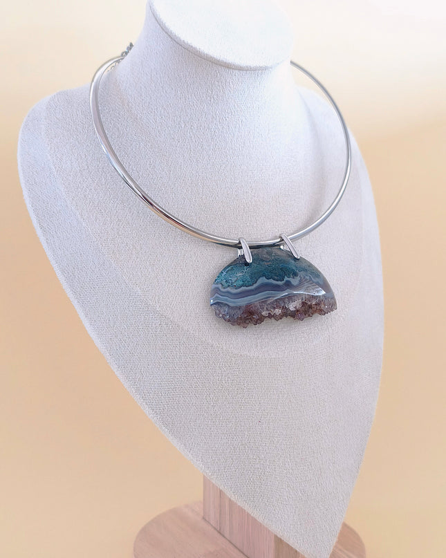 Wild Amethyst Pendant. Rhodium plating