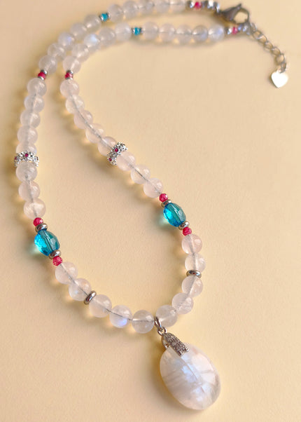 Бусы с адуляром и Swarovski