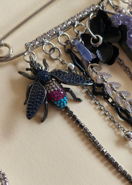 Amethyst & Swarovski Crystal Brooch