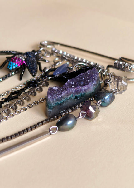 Amethyst & Swarovski Crystal Brooch