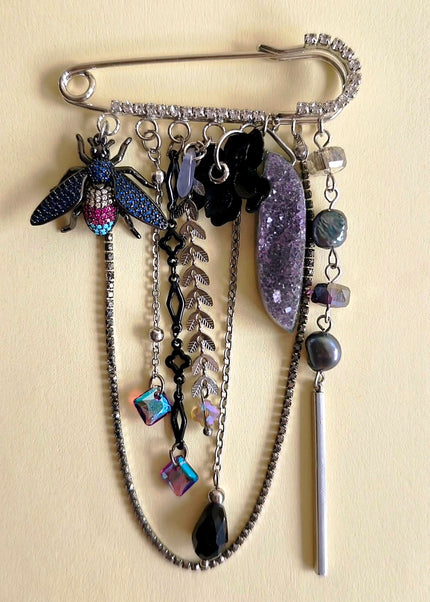 Amethyst & Swarovski Crystal Brooch
