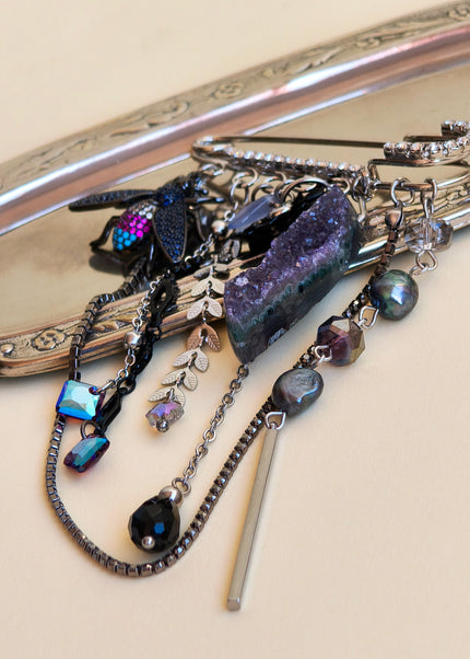 Amethyst & Swarovski Crystal Brooch