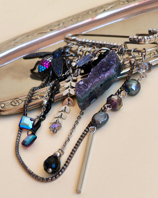 Amethyst & Swarovski Crystal Brooch