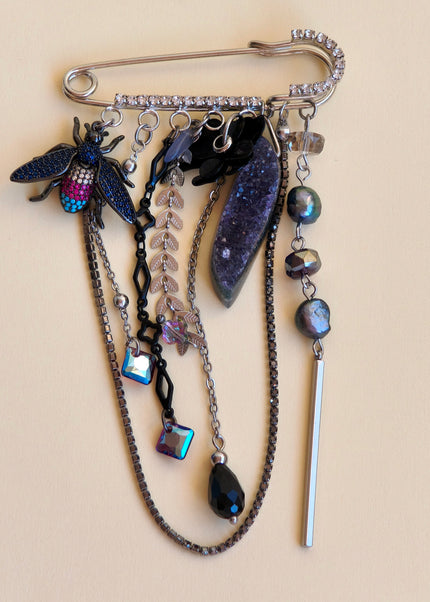 Amethyst & Swarovski Crystal Brooch