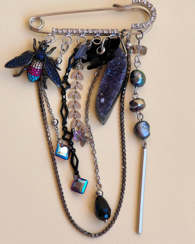 Amethyst & Swarovski Crystal Brooch