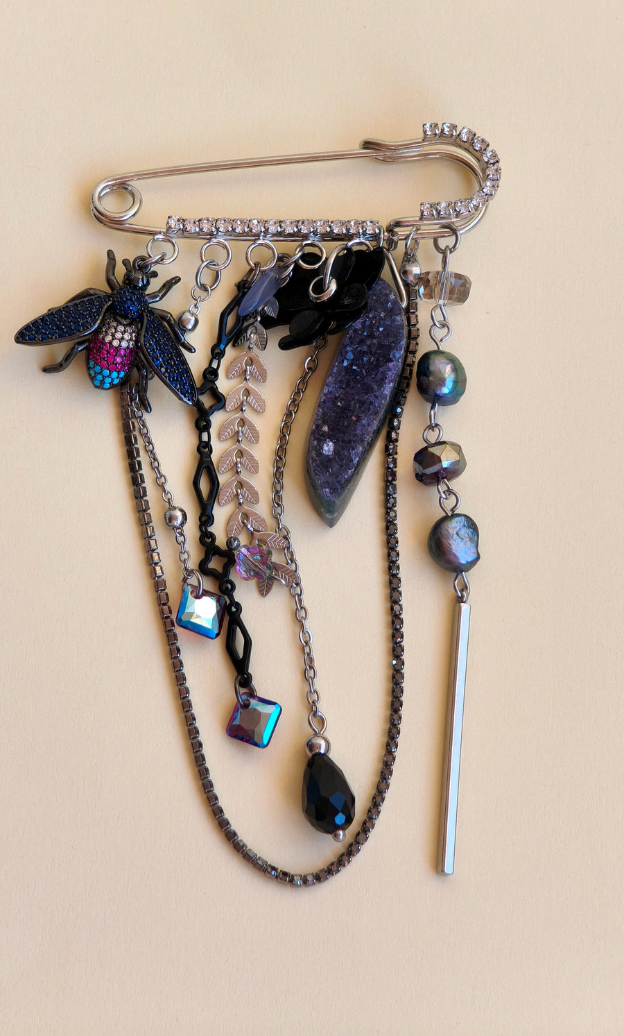 Amethyst & Swarovski Crystal Brooch